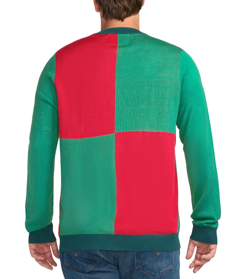 Tipsy Elves Men's Ugly Christmas Sweaters - Funny and Tacky Embellished Christmas Sweaters for Men - Red and Green Wrapping Paper Christmas Sweater with Gold Bow and Tag Size XX-Large - Image 3